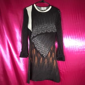 3.1 Philip Lim Black Asymmetrical Fall Print Dress